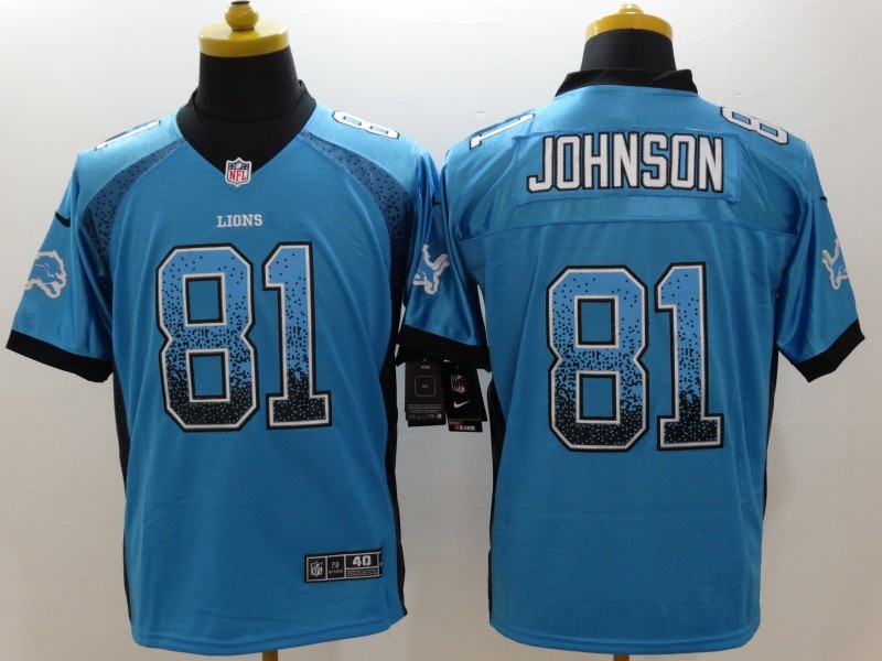 Men's Detroit Lions Calvin Johnson #81 Blue Jersey